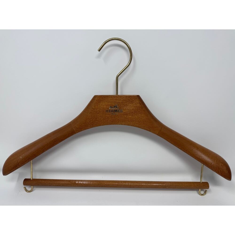 Hermes Hanger Wooden Brown Logo For Shirt & Pants Original Vintage